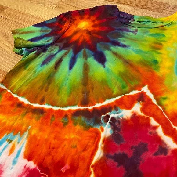 Ice Dyed T-shirt Dress - Ice Dye Hippie Boho - Rainbow Geode (Women's XLarge) - Picture 8 of 12